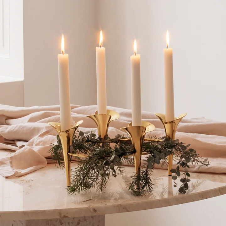 Bloom Botanica Kandelaar, goud door Georg Jensen