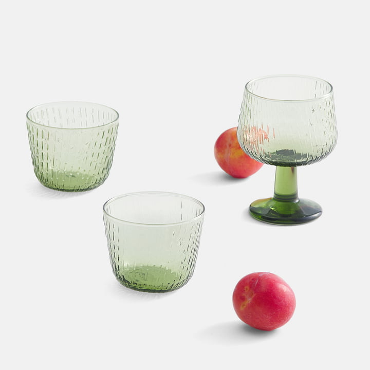 Syksy Glas en wijnglas, olijf van Marimekko