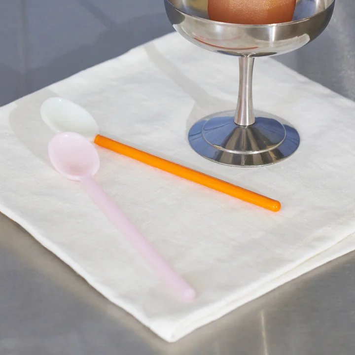 Glazen lepelset van HAY in het duo-design, lichtroze / lichtoranje (set van 2)