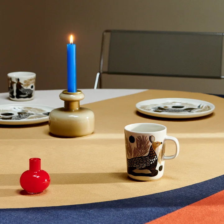 Oiva Ketunmarja & Peura mok met handvat, 250 ml, wit / kolen / modder / lichtgrijs by Marimekko
