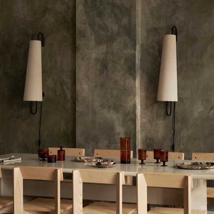 Ancora Wandlamp 100, zwart / natuur by Ferm Living