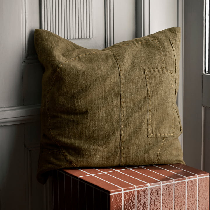 ferm Living - Darn Kussen, 50 x 50 cm, donker taupe