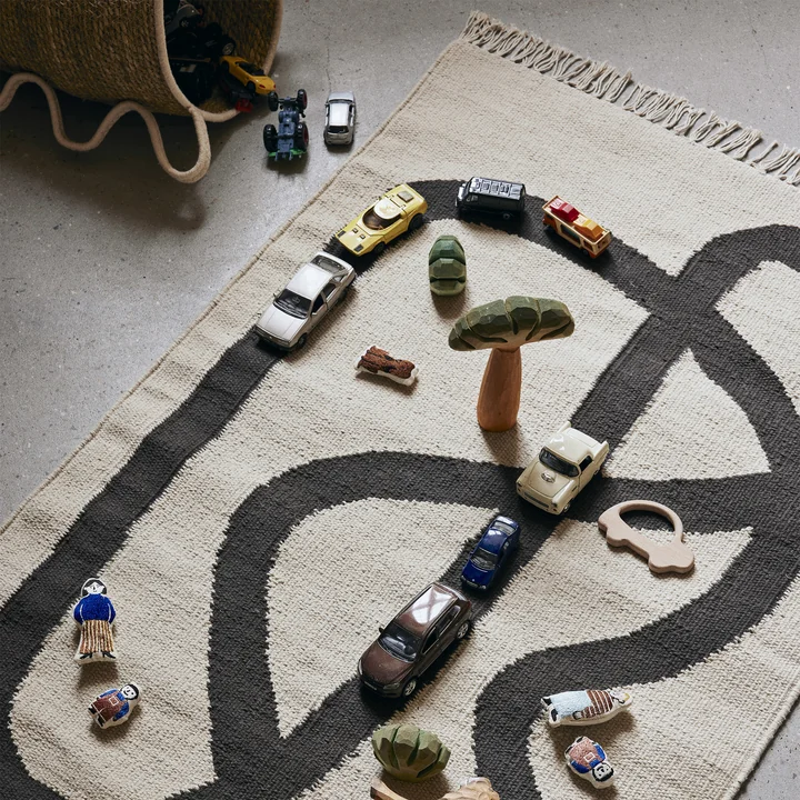 Ferm Living - Lane Tapijt, 70 x 105 cm, gebroken wit / chocolade