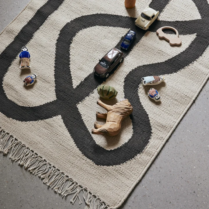 Ferm Living - Lane Tapijt, 70 x 105 cm, gebroken wit / chocolade