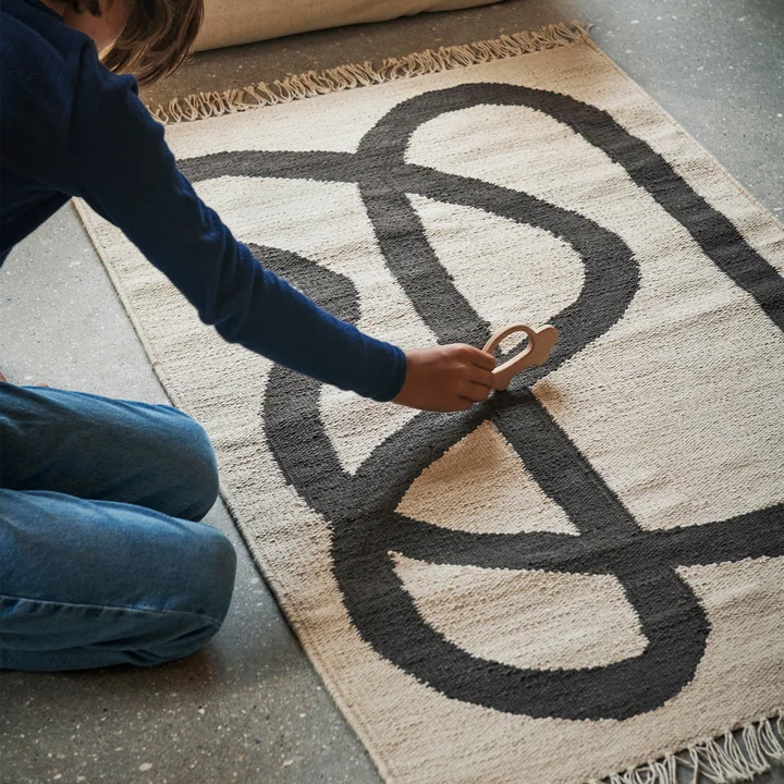 Ferm Living - Lane Tapijt, 70 x 105 cm, gebroken wit / chocolade