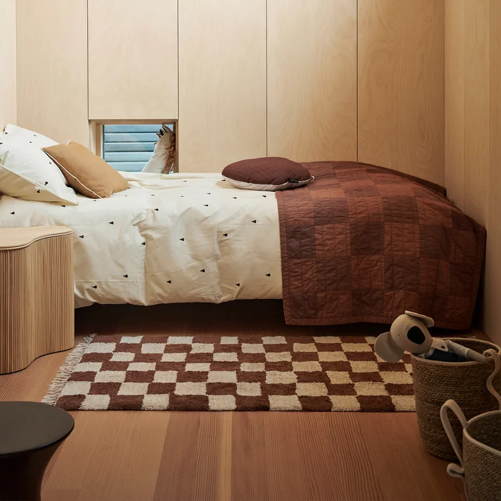 Ferm Living - Mara Wasbaar tapijt, 90 x 150 cm, roest / warm zand