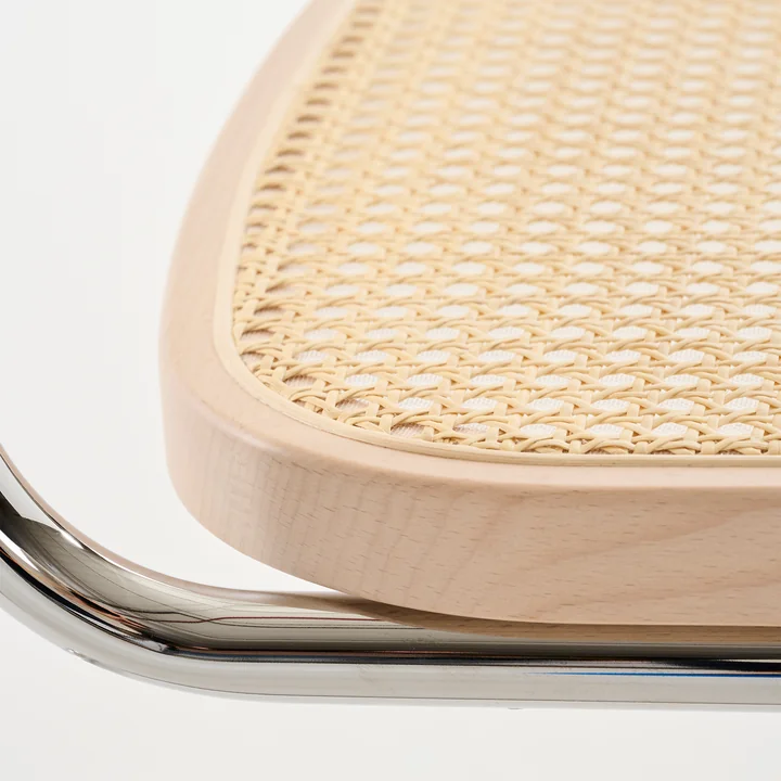 Thonet - S 32 VL Loungestoel, chroom / licht gebeitst beuken (TP 107) / vlechtwerk met ondersteunende stof