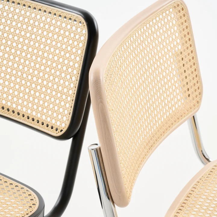 Thonet - S 32 VL Loungestoel, chroom / licht gebeitst beuken (TP 107) / vlechtwerk met ondersteunende stof