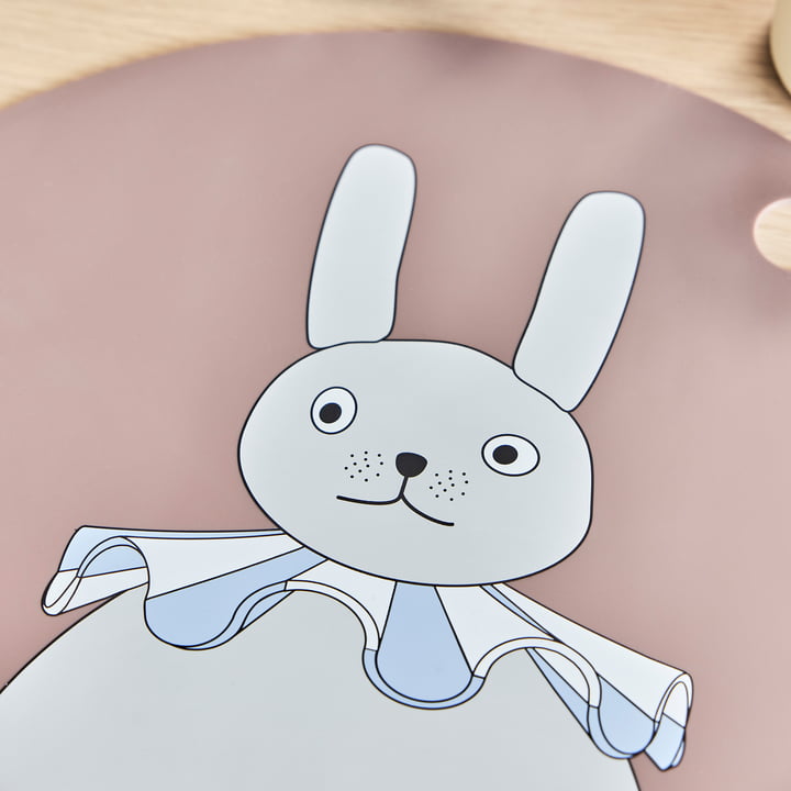 OYOY - Placemat PomPom, Bunny, ⌀ 39 cm, klei