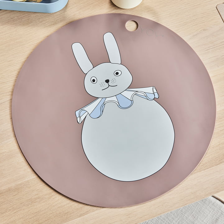 OYOY - Placemat PomPom, Bunny, ⌀ 39 cm, klei