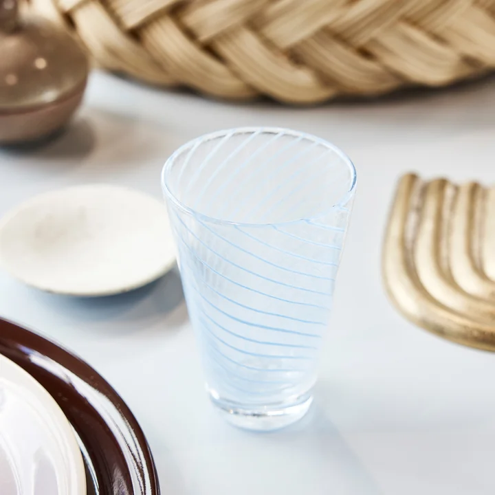 OYOY - Yuka Swirl Drinkglas, blauw
