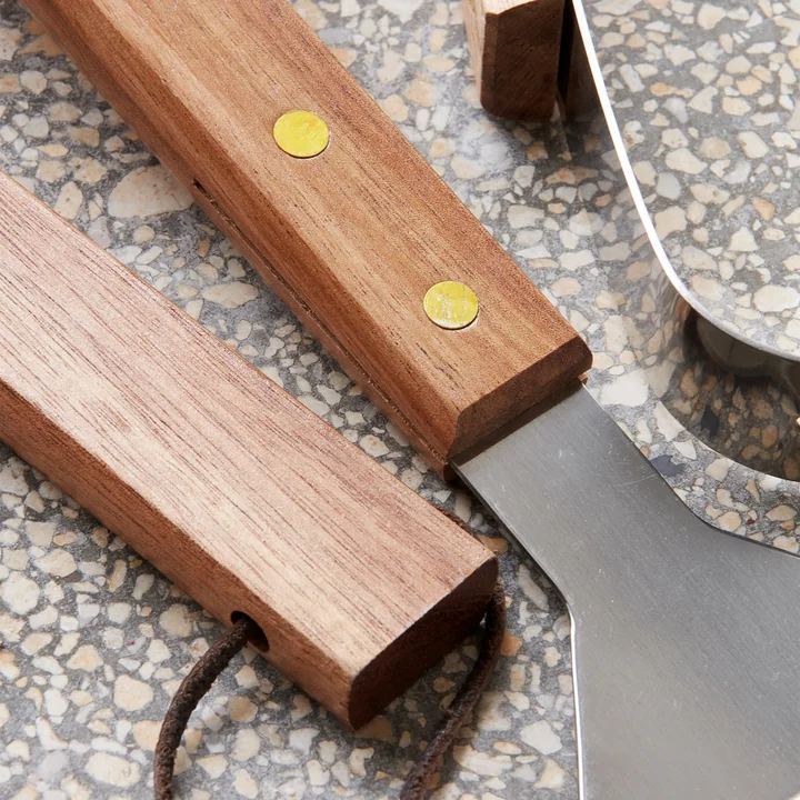 BBQ gereedschap, acacia natuur / roestvrij staal (set van 3) by Nicolas Vahé