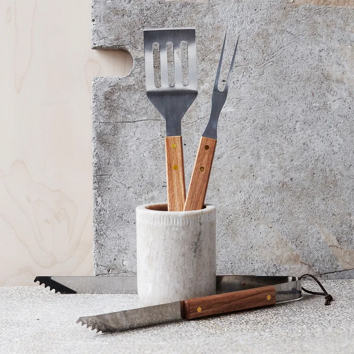 BBQ gereedschap, acacia natuur / roestvrij staal (set van 3) by Nicolas Vahé