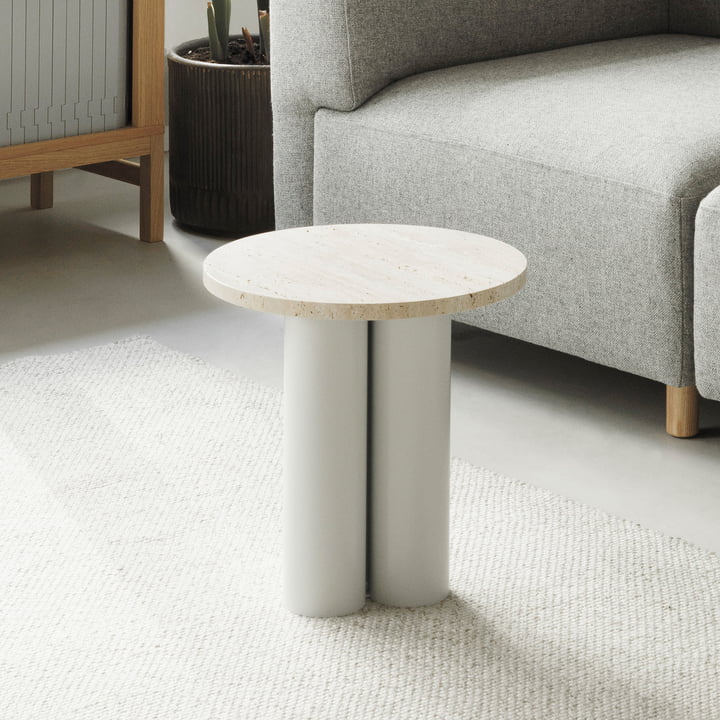 Dit Bijzettafel Ø 40 cm, travertin zilver / zand by Normann Copenhagen