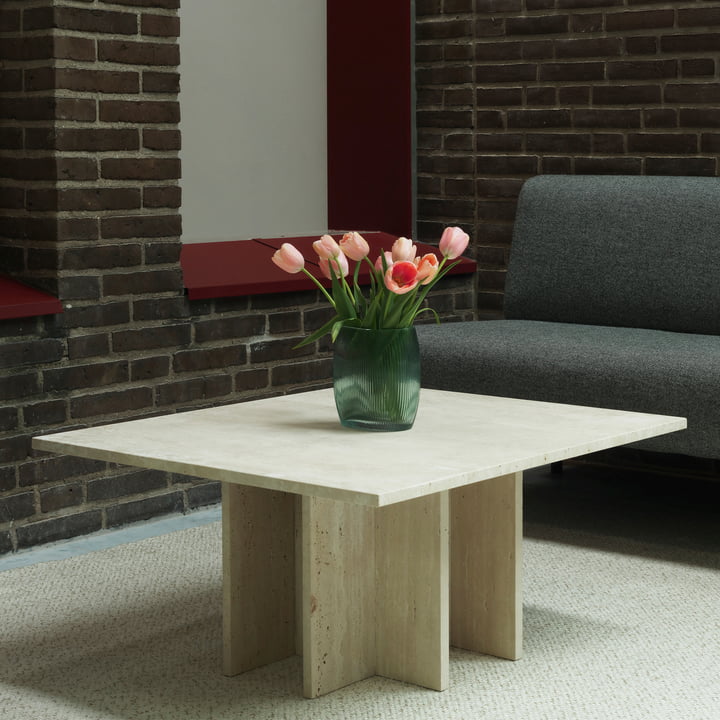 Edge Salontafel, groot, travertin by Normann Copenhagen