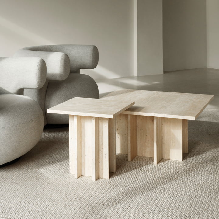 Edge Salontafel, travertin by Normann Copenhagen