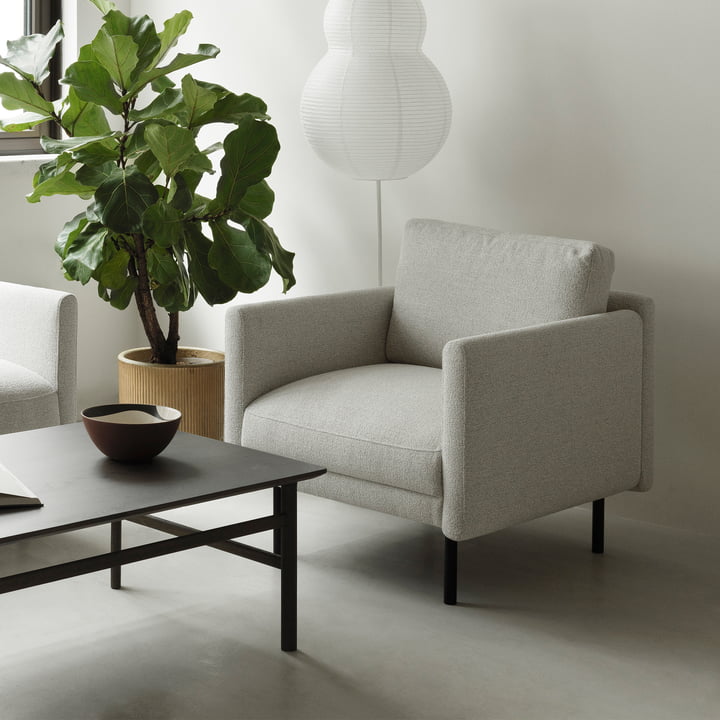 Rar Fauteuil, zwart / Venezia gebroken wit van Normann Copenhagen