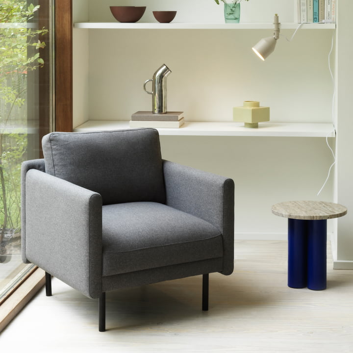 Rar Fauteuil, zwart / Re-Born donkergrijs by Normann Copenhagen