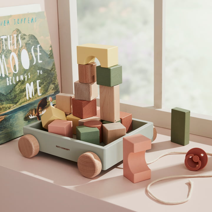 Edvin Trolley met houten blokken van Kids Concept