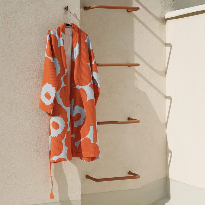 Marimekko - Unikko badjas, S, lichtblauw/oranje