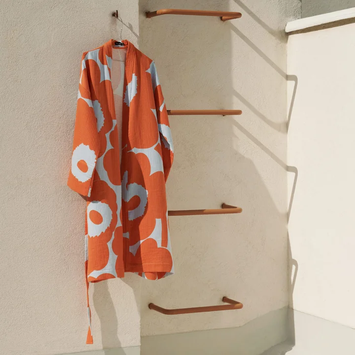 Marimekko - Unikko badjas, S, lichtblauw/oranje