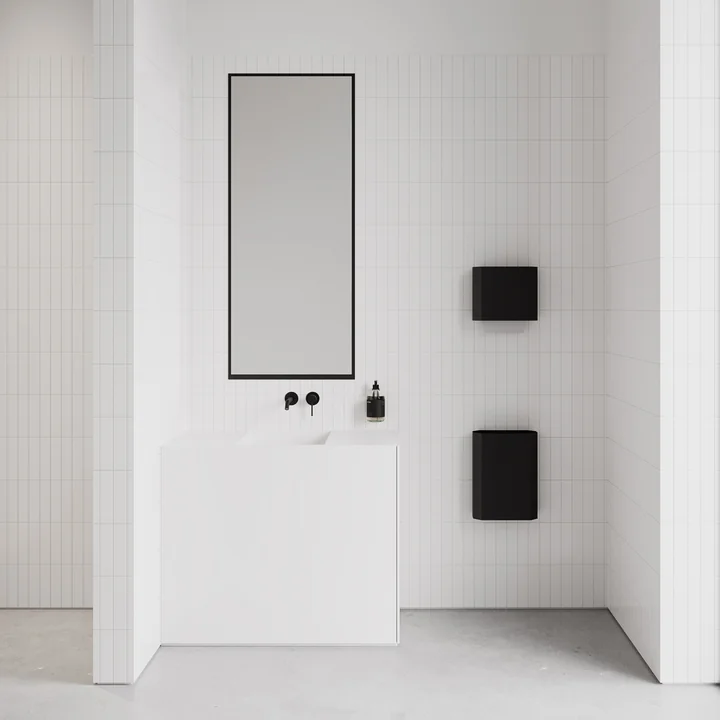 Papierbak en papierdispenser voor aan de muur, wit van Nichba Design