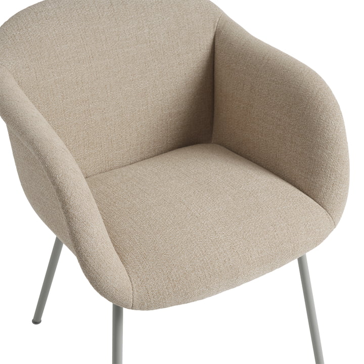 Muuto - Fiber Soft Fauteuil, grijs / beige (stof Kvadrat Ecriture 240)