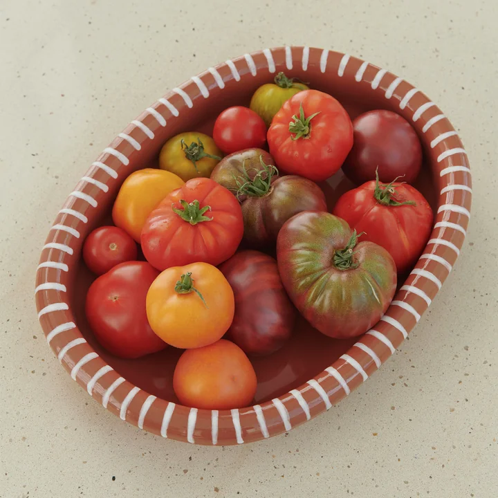 Barro Schaal ovaal, naturel met strepen van HAY