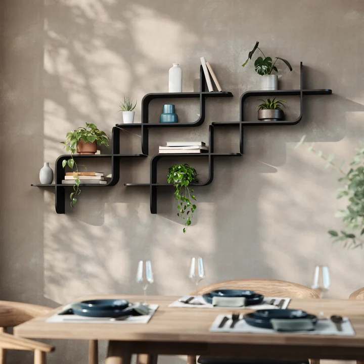 Montage Zwevende plank, rubberhout zwart van Umbra