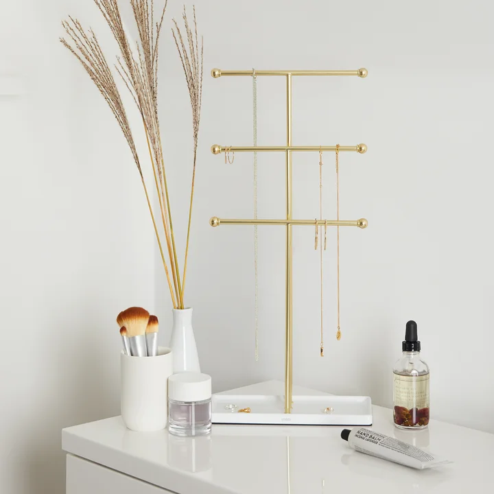 Umbra - Trigem Sieradenstandaard, messing / wit