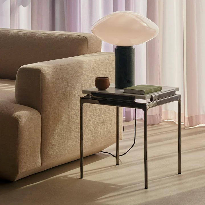 Sett Side Table LN11, Bianco Carrara / donker chroom van & Tradition