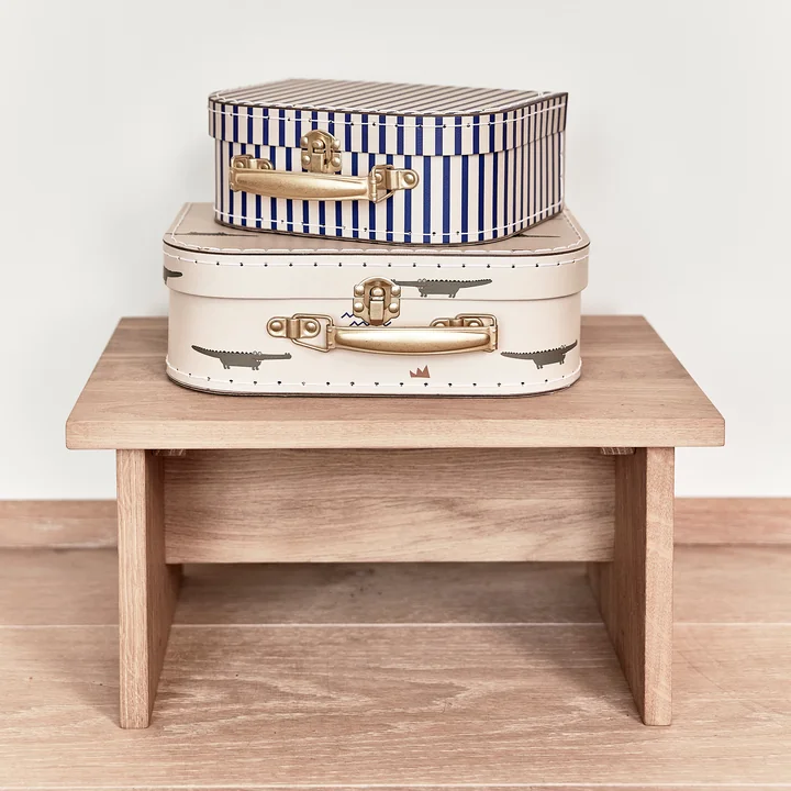 Toekan & Stripe minikoffer en Arca krukje, eiken van OYOY Mini