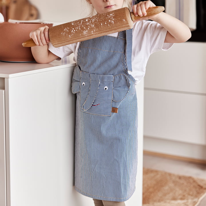 Gestreept denim olifantschort, blauw van OYOY Mini