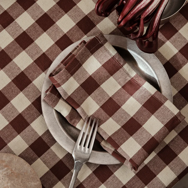 Bothy Check Servet (set van 4), kaneel/grijs-groen by Ferm Living