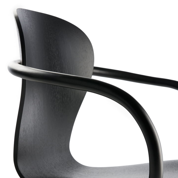 Thonet - S 220 FDRW Bureaustoel met wielen, frame van zwart eiken/zwart aluminium