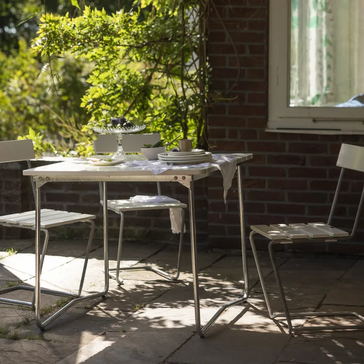 B31 84 Inklapbare tuintafel 92 x 84 cm, eiken wit gelakt by Grythyttan