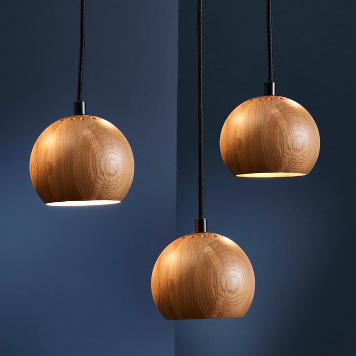 Ball Hanglamp, Ø 12 cm, natuurlijk eikenhout van Frandsen