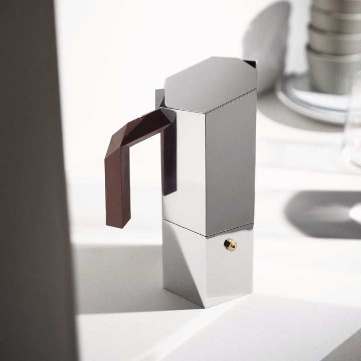 Alessi Menhir - Espressomachine, zilver / bordeaux