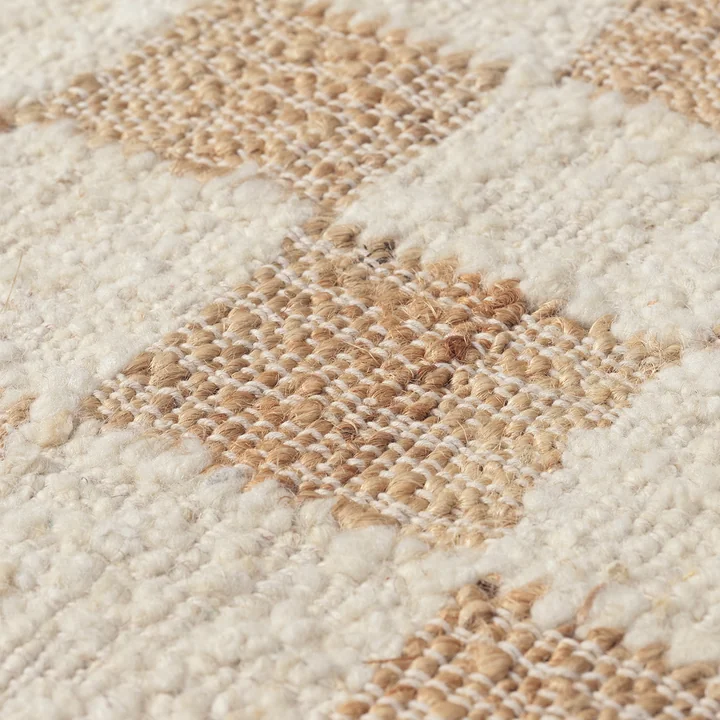 Check Ferm Living - Vloerkleed van wol-jute, gebroken wit / naturel