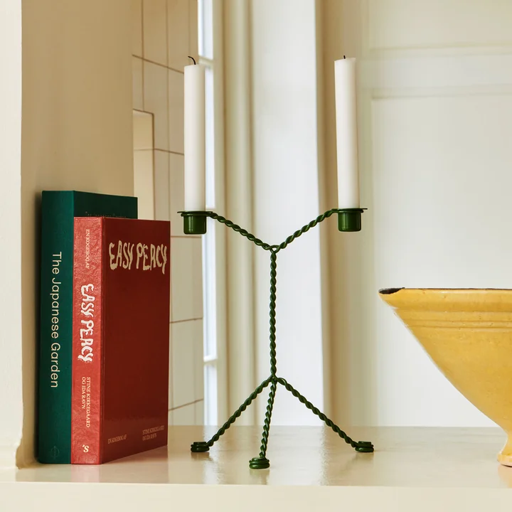 Draadkandelaar Ø 19 x H 25 cm, groen by HAY