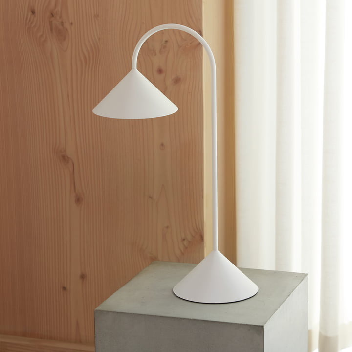 Oplaadbare LED vloerlamp Grasp, H 47 cm, mat wit van Frandsen