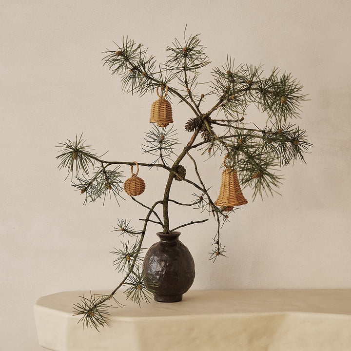 Gevlochten bel kerstballen, naturel (set van 3) by ferm Living