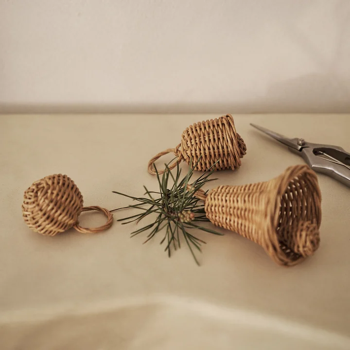Gevlochten bel kerstballen, naturel (set van 3) by Ferm Living