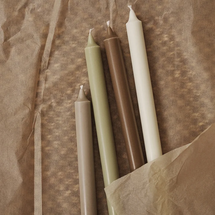 Ferm Living - Pure Steekkaarsen, Botanic Blend (set van 4)