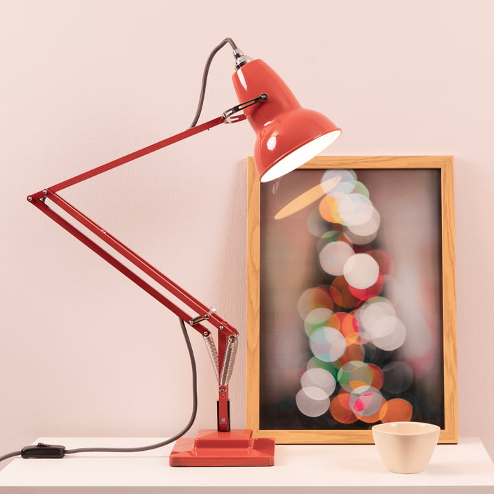 Original 1227 Tafellamp, zwarte kabel, Coral Red by Anglepoise