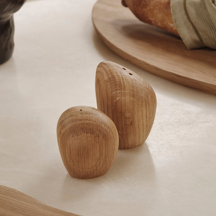 ferm Living - Cairn peper- en zoutstel, eik (set van 2)