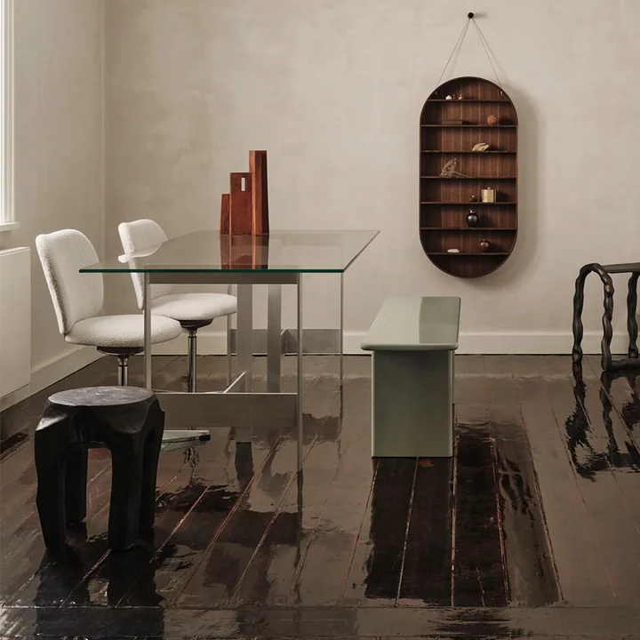 Lager Ferm Living - Eettafel, 200 x 90 cm, glas / aluminium