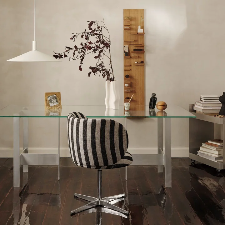 Lager Ferm Living - Eettafel, 200 x 90 cm, glas / aluminium