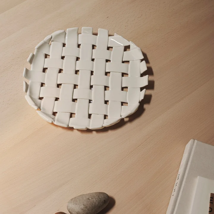 Ferm Living - Plait dienblad, gebroken wit