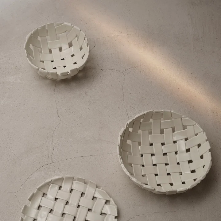 Ferm Living - Plait schalen, gebroken wit